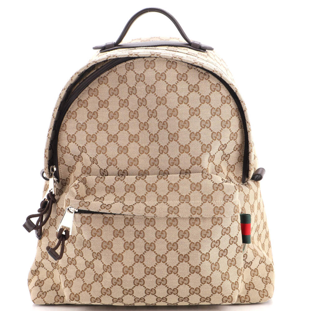 Gucci Medium Zip Front Pocket Backpack GG Canvas